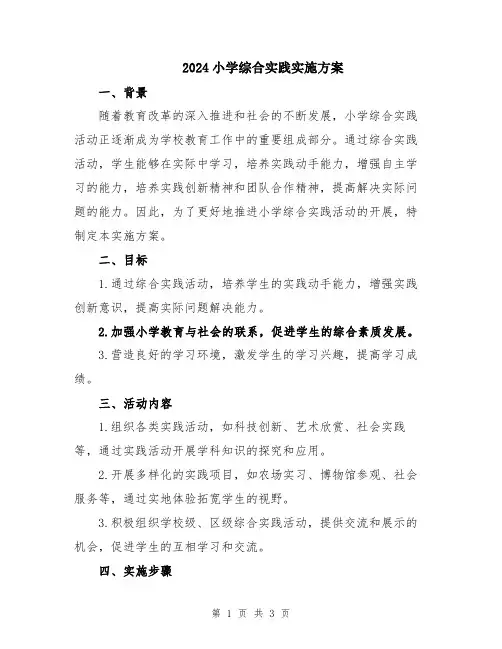 2024小学综合实践实施方案