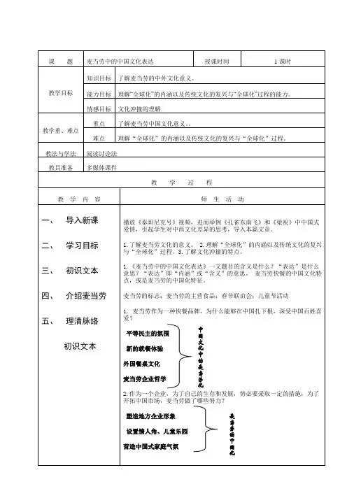 麦当劳中的中国文化表达