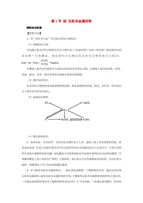 高中化学第4章元素与材料世界第1节硅无机非金属材料素材鲁科版必修120170919331.doc