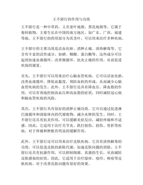 王不留行的作用与功效