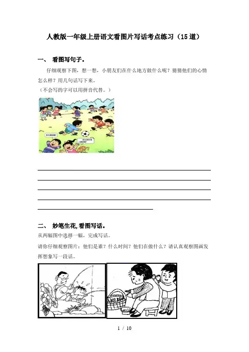 人教版一年级上册语文看图片写话考点练习(15道)