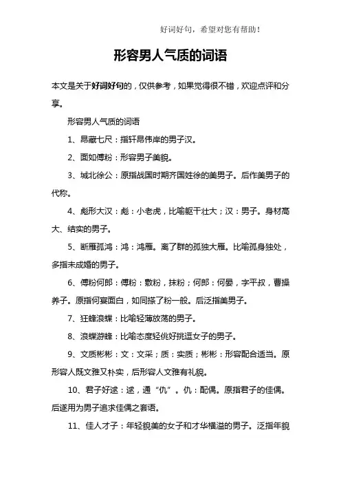 形容男人气质的词语