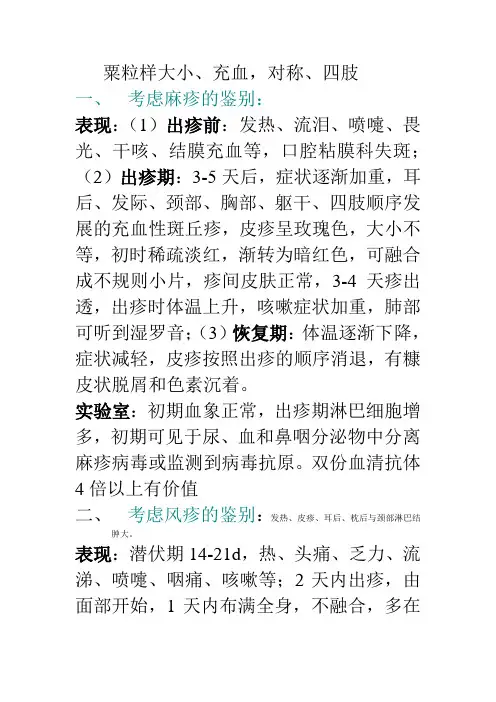 皮疹鉴别部分