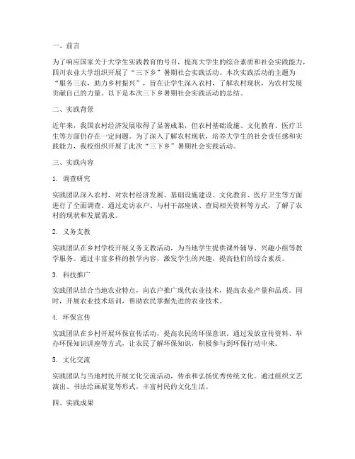 川农三下乡暑期社会实践