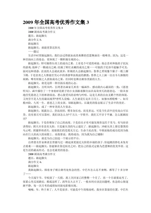 2009年全国高考优秀作文集3