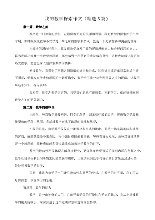 我的数学探索 作文(精选3篇)