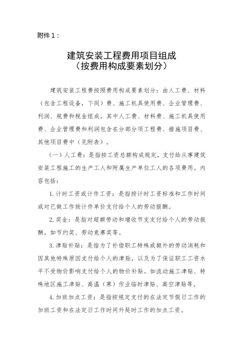 建筑安装工程费用项目组成