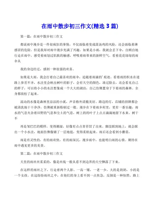在雨中散步初三作文(精选3篇)