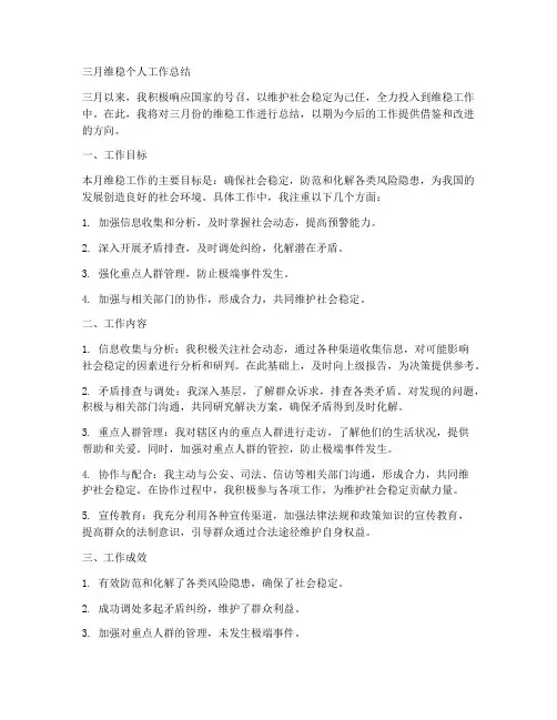 三月维稳个人工作总结