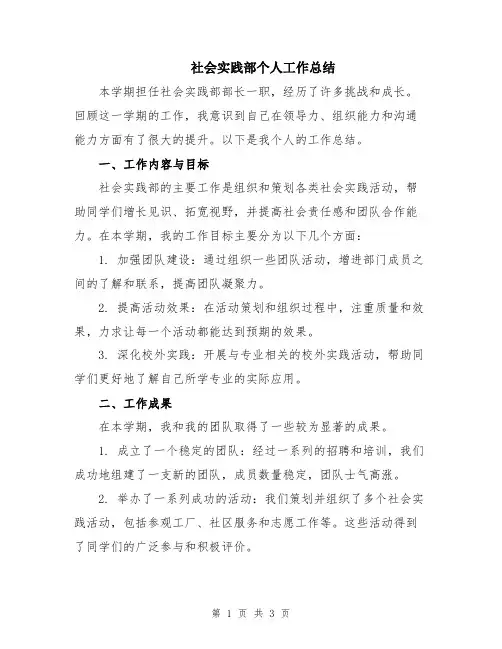 社会实践部个人工作总结
