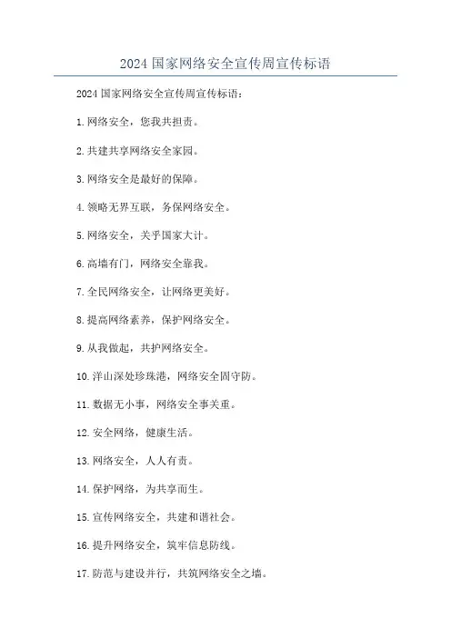 2024国家网络安全宣传周宣传标语