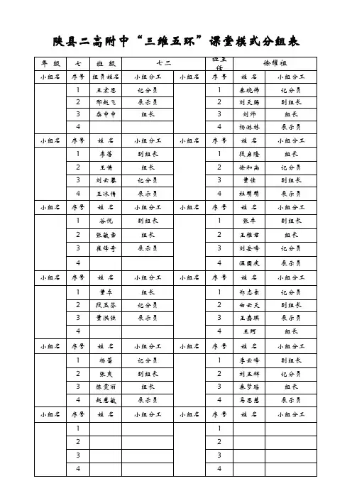 小组分组表格模板