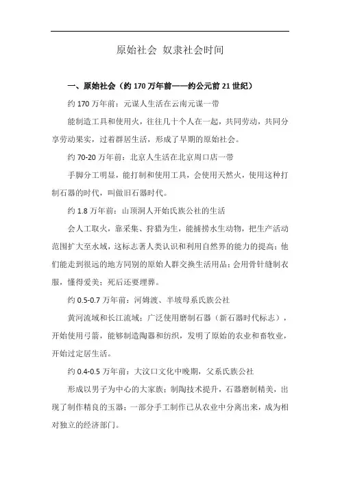 原始社会 奴隶社会时间