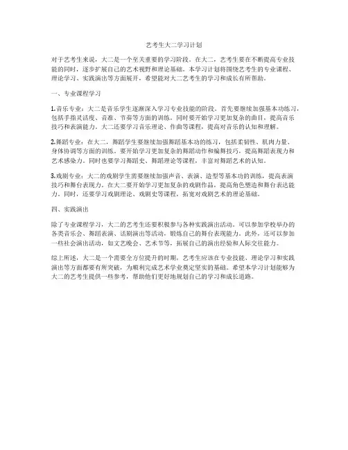 艺考生大二学习计划