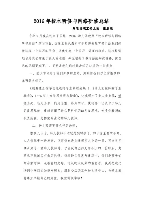 2016校本研修与网络研修总结