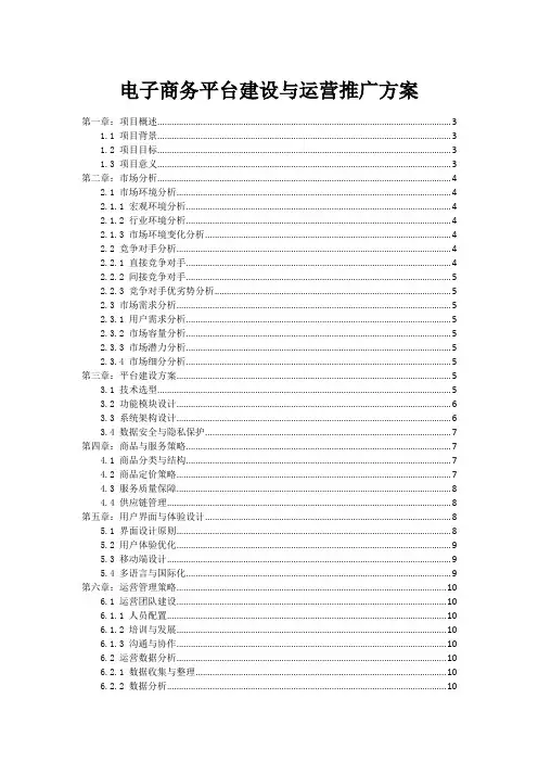 电子商务平台建设与运营推广方案
