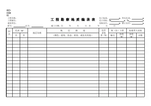 工程勘察地质编录表