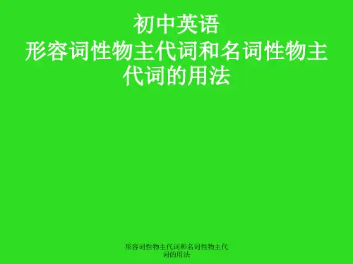 形容词性物主代词和名词性物主代词的用法 ppt课件