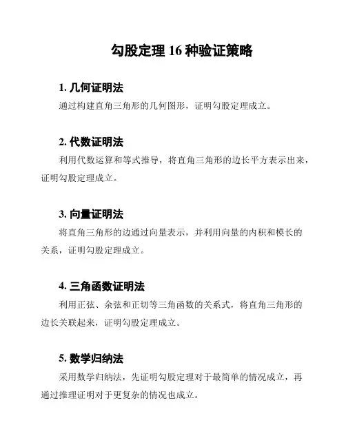 勾股定理16种验证策略