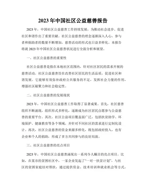 2023年中国社区公益慈善报告