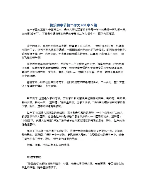快乐的春节初二作文400字5篇