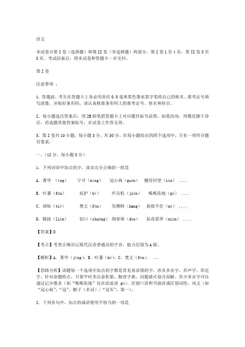 2009年高考试题——语文(全国1卷)精析版