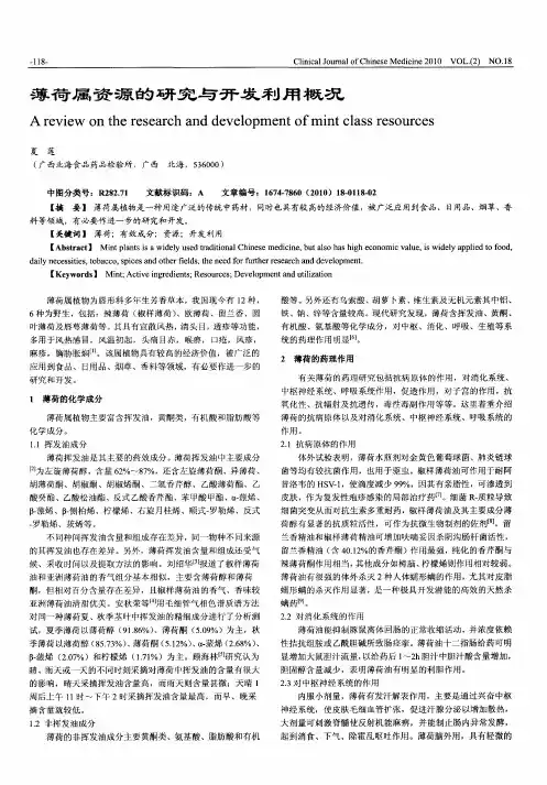 薄荷属资源的研究与开发利用概况