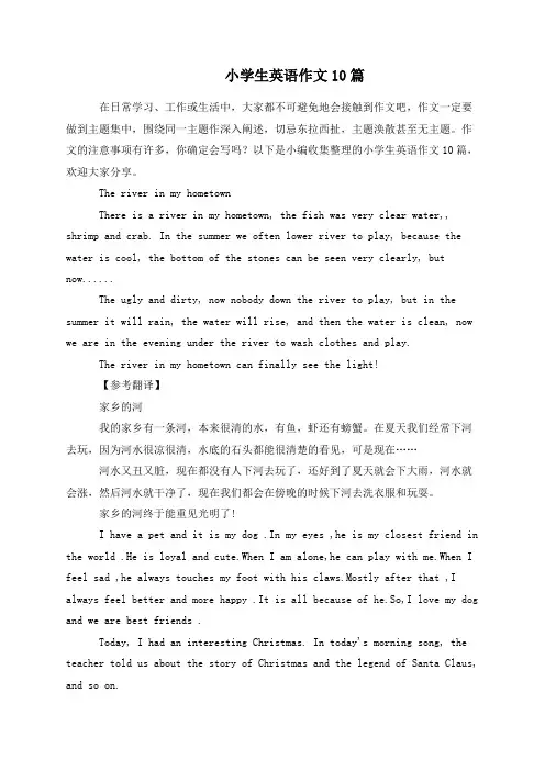 小学生英语作文10篇