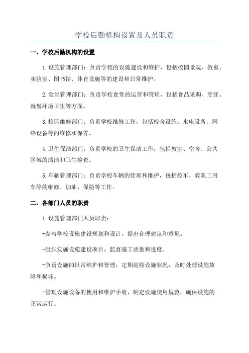 学校后勤机构设置及人员职责