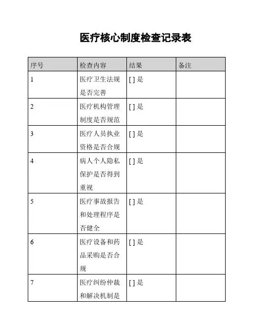 医疗核心制度检查记录表