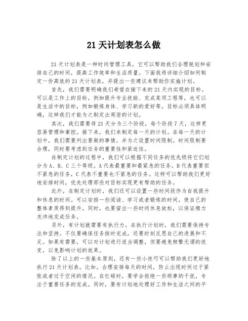 21天计划表怎么做