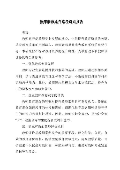 教师素养提升路径研究报告