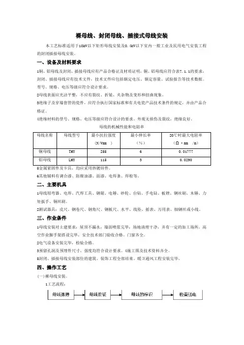 裸母线、封闭母线、插接式母线安装工艺及技术措施