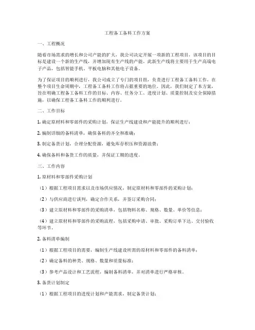 工程备工备料工作方案