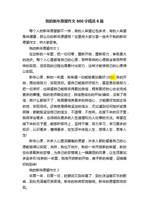 我的新年愿望作文600字精选6篇