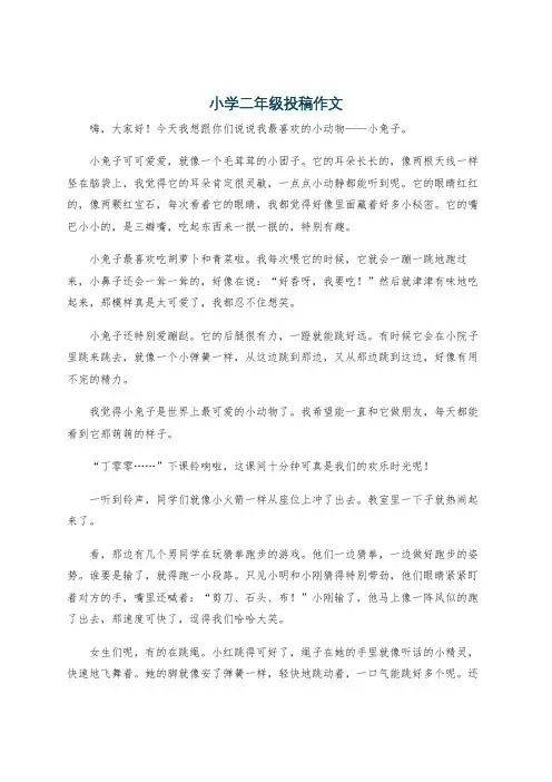 小学二年级投稿作文