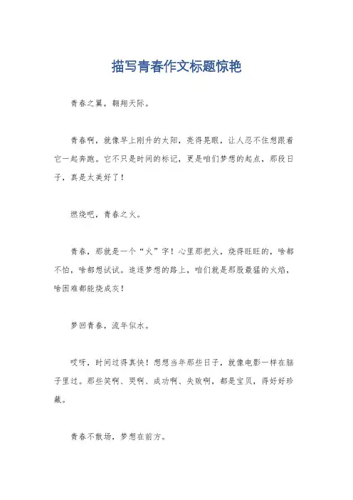 描写青春作文标题惊艳