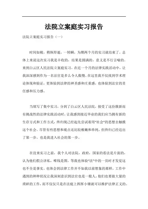 法院立案庭实习报告