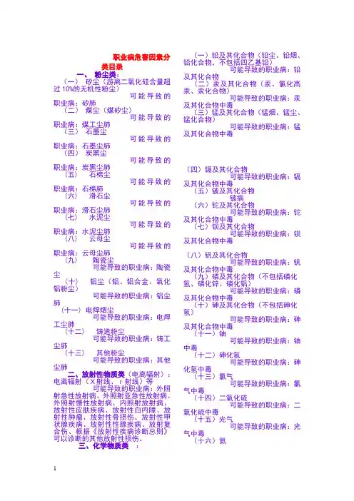 职业病危害分类 10大类115种