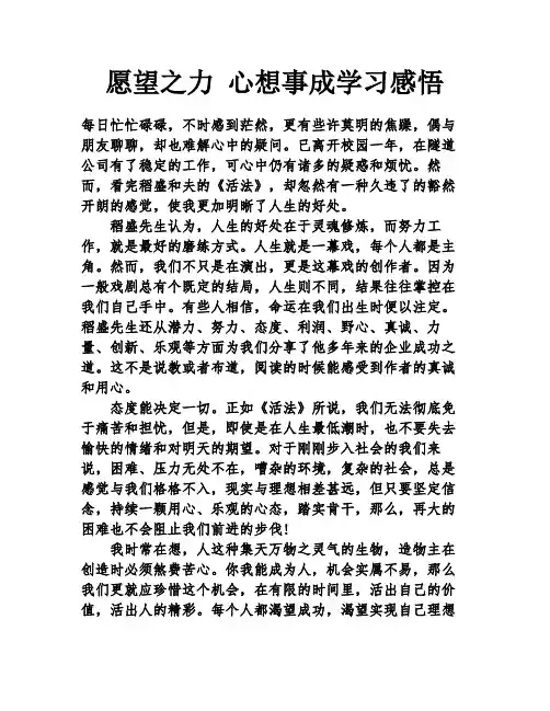愿望之力 心想事成学习感悟