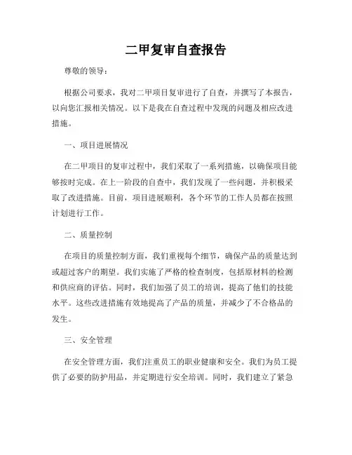 二甲复审自查报告