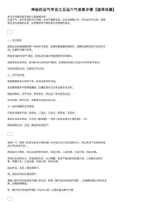 神秘的运气学说之五运六气推算步骤【值得收藏】