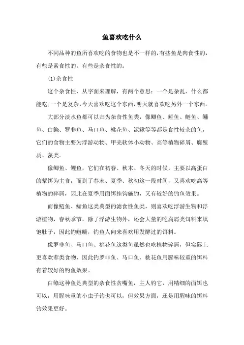 鱼喜欢吃什么