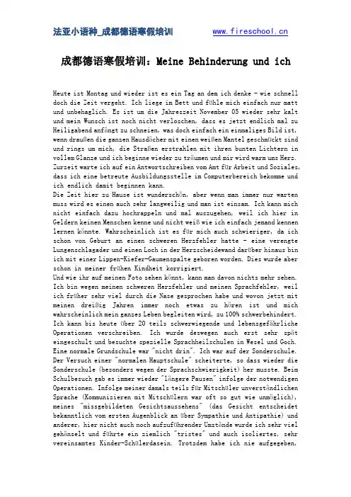 成都德语寒假培训：Meine Behinderung und ich