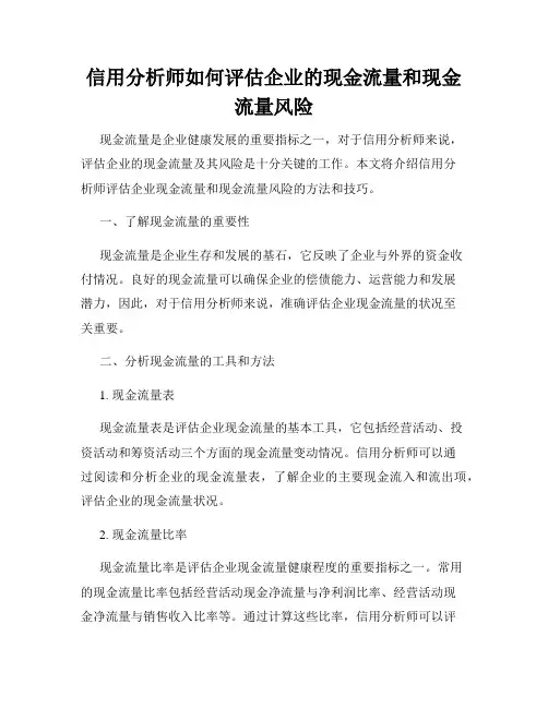 信用分析师如何评估企业的现金流量和现金流量风险