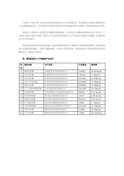胶囊不合格