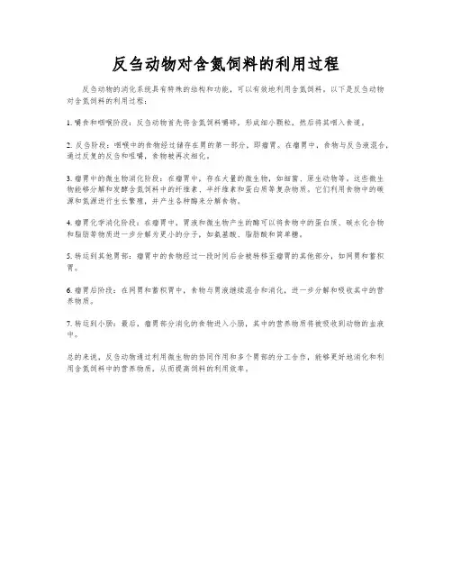 反刍动物对含氮饲料的利用过程