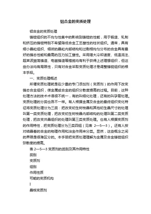 铝合金的变质处理