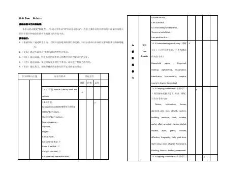 湖北省黄冈市黄冈中学人教新课标英语Book7 Unit Two Robots单元教学细目与单元检测 