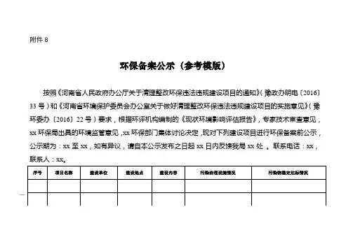 备案公示、备案公告